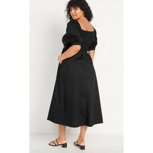 Old Navy Fit & Flare Off-the-Shoulder Cotton-Poplin Smocked Maxi Dress Size XL - Image 2