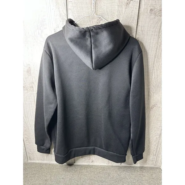 Womens Small Black Outer Space Astronaut Planets Rocket Hoodie Sweatshirt Pocket - Image 2