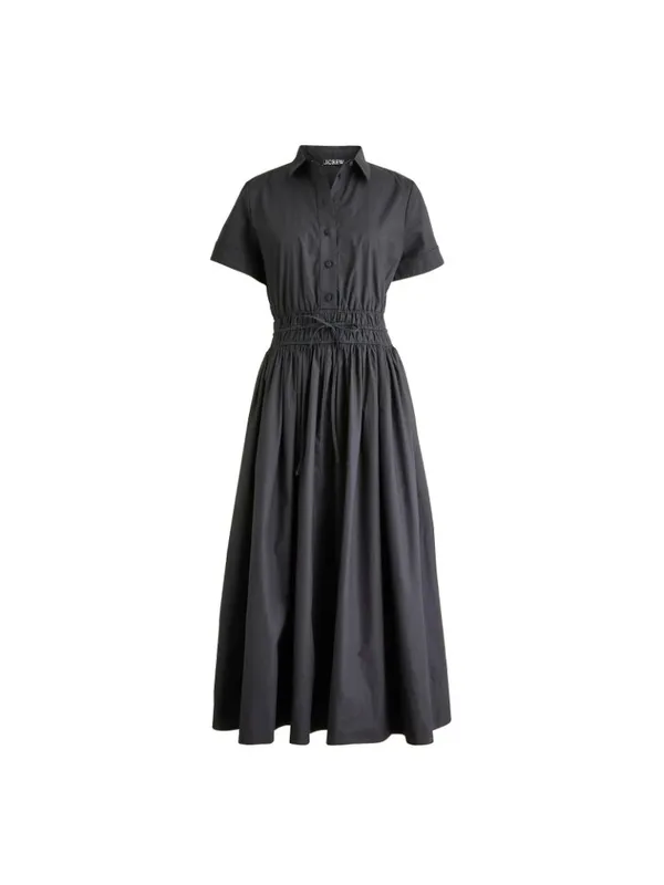 NWT J.Crew Elena Shirt-Dress Midi in Black Solid Cotton Shirtdress 10 - Image 4