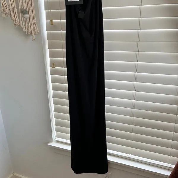 Norma Kamali Black Halter Turtle Side Slit Gown Maxi dress small nwt formal - Image 6