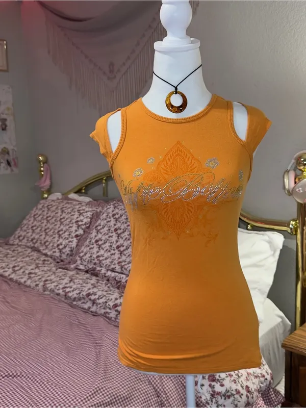 Y2K Apple Bottoms Sleeveless Orange Embellished Tank Top - Women - Image 7