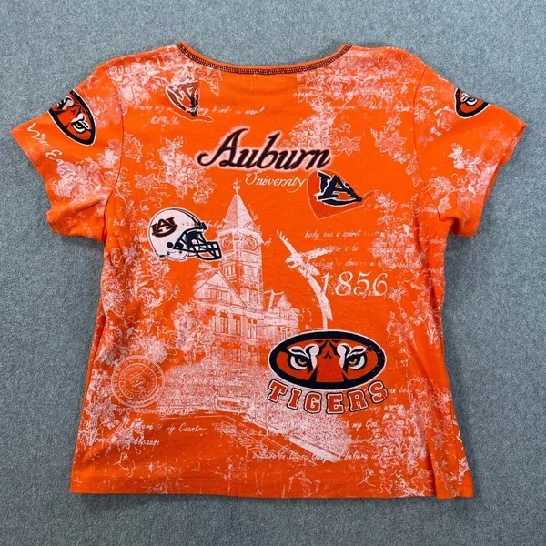 Auburn Tigers Y2k Fitted Tee Shirt Women's X-Large Embellished Short Sleeve - Image 9