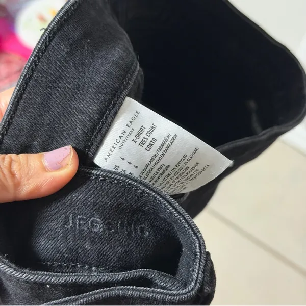 American Eagle Women Black Distressed Level Stretch Denim Jegging‎ Jean 4XShort - Image 7
