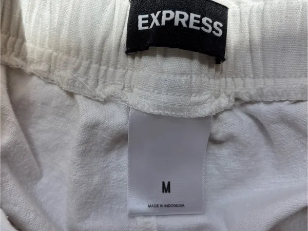 Express Solid White Linen Blend Elastic High Waist Shorts - Image 6