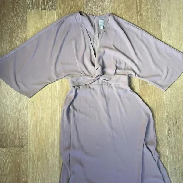 Asos Dress Woman's Size 4 Dusty Rose Bat Wing 3/4 Sleeve V-Neck‎ Knee Length - Image 10