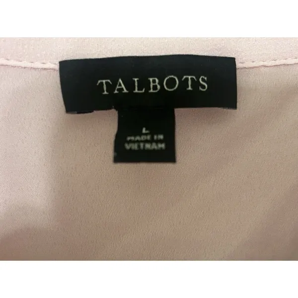 Talbots Women’s Large Pink Ruffle Blouse Button Down Sheer Sleeves Career Party - Image 5