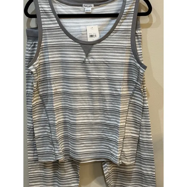 Splendid Women's Tank Top Shirt and Jogger Pant‎ Pajama Set Size Large Striped ! - Image 4
