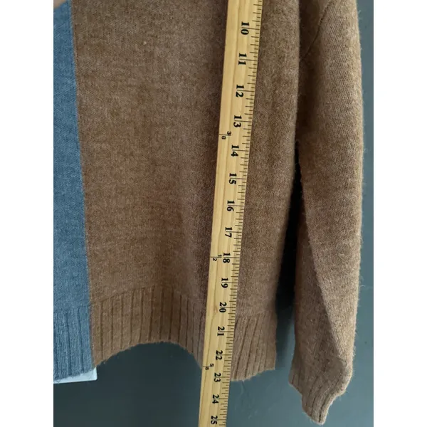 Tribal Womens Medium V-Neck Colorblock Knit Sweater Blue Camel‎ Brown Pullover - Image 6
