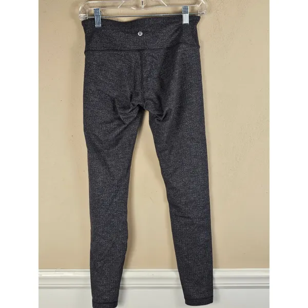 Lululemon Luon Variegated Knit Black Wunder Under Low‎ Rise Tight Leggings 6 - Image 2
