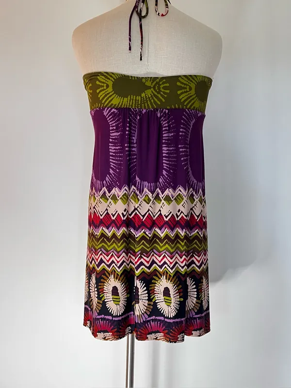 Y2K Rue21 Strapless Purple Halter colorful Sundress - Image 2