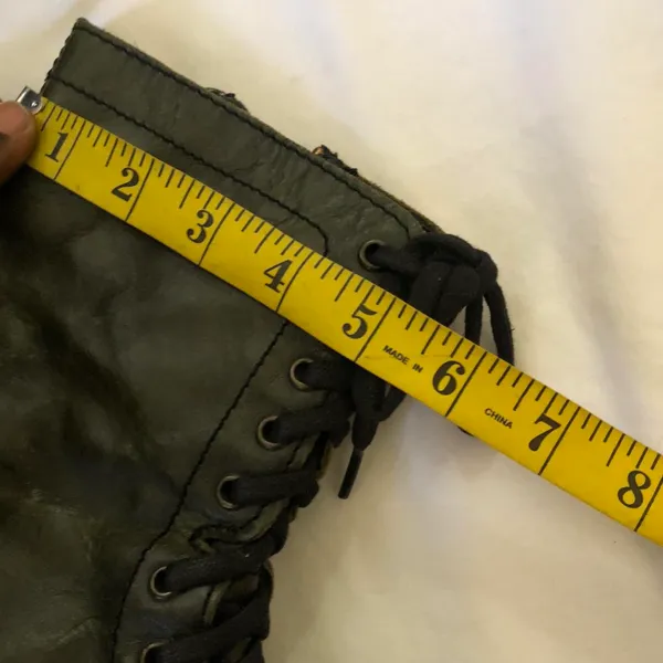 Green Troopa Military Style Combat Biker genuine leather lace-up boots Ankle Booties Grunge Goth Punk Rock Women 7M - Image 6