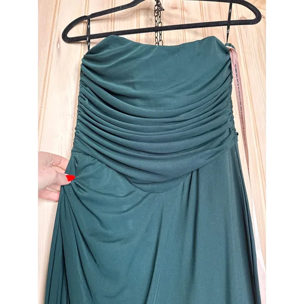 NWT Lulus Epitome of Allure Emerald Green Strapless Ruched Tulip Maxi Dress Sz M - Image 4