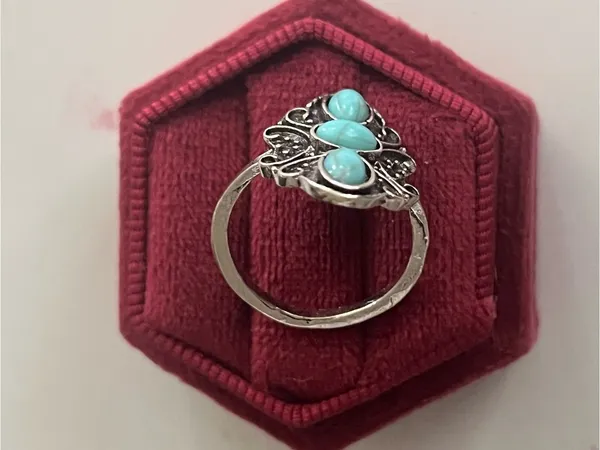 Vintage Bohemian Design Faux Turquoise Statement Ring Size 7 NWT - Image 3