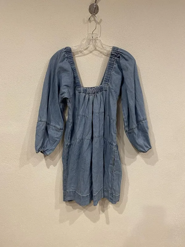 Free People Lou Jean Dress Womens XS Blue Denim Square Neck Balloon Sleeve Mini - Image 2