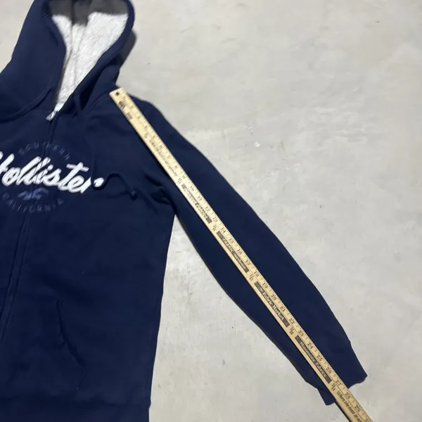 Hollister Surf Crew Hoodie Women's M Blue Embroidered Y2K Fleece Lined Full Zip - Image 6