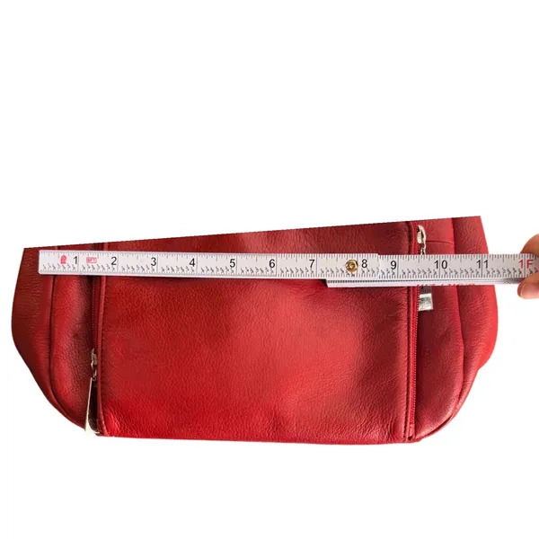 Wilsons Leather Pelle Studio Red Pebbled Leather Zip Shoulder Bag Purse - Image 7
