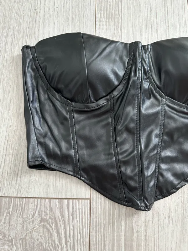 Leather corset top Black - Image 4