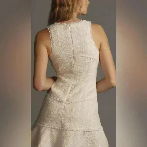 Anthropologie $180 Mini Tank Tweed Dress Vacation Resort Beachy‎ Natural Preppy - Image 2