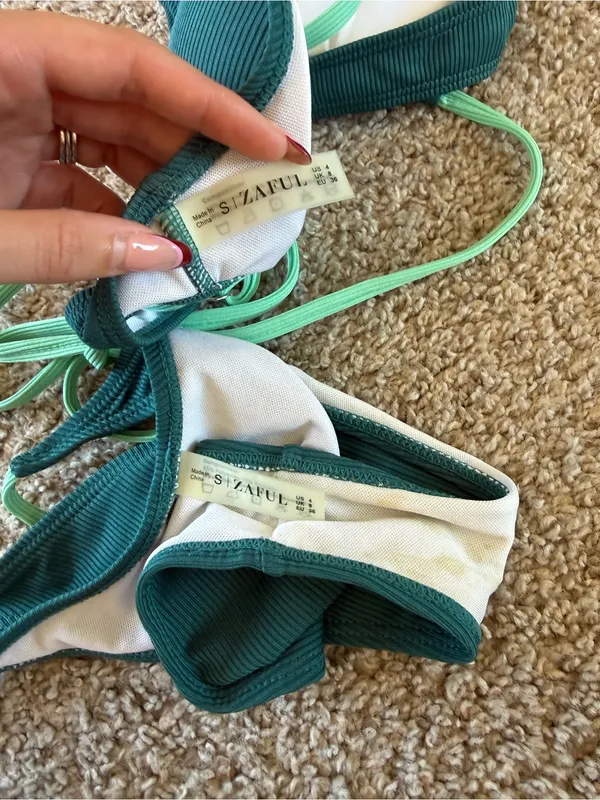 Zaful Teal & Mint Ribbed Two-Piece Bikini - Image 3