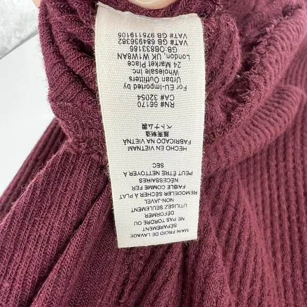 We The Free People Laguna Waffle Knit Top Burgundy Red‎ Long Sleeves Size Medium - Image 11