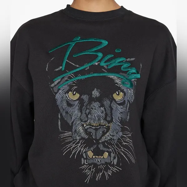 Anine Bing XS Kenny Sweatshirt Panther in Vintage Black - Image 2