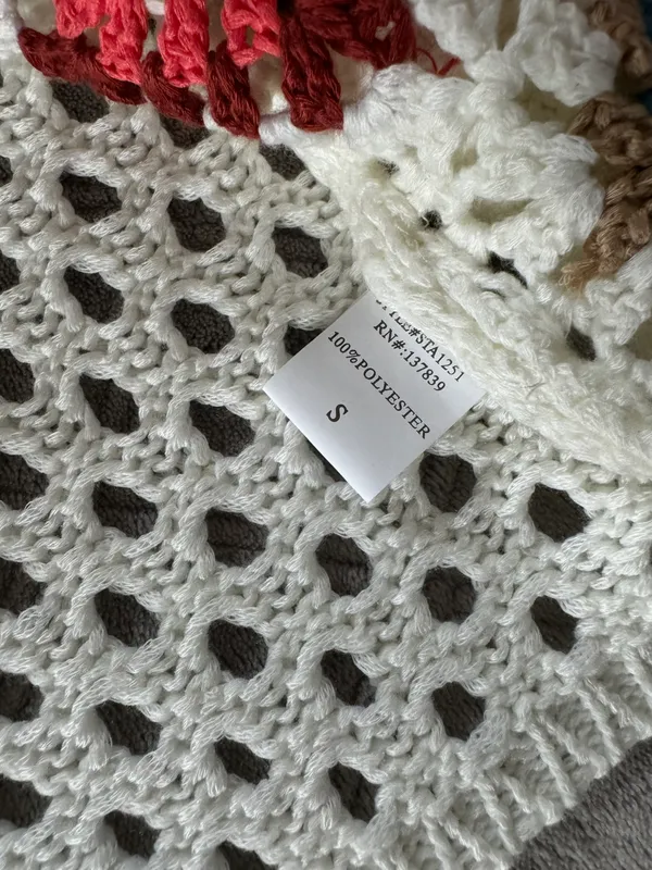 Women’s Crochet Cardigan - Ivory/Multi size S - Image 6