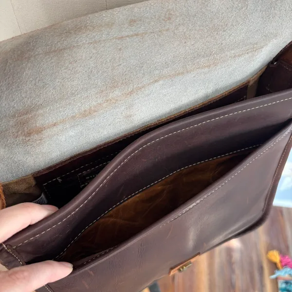 Leather Cowhide Crossbody Bag Gold - Image 5