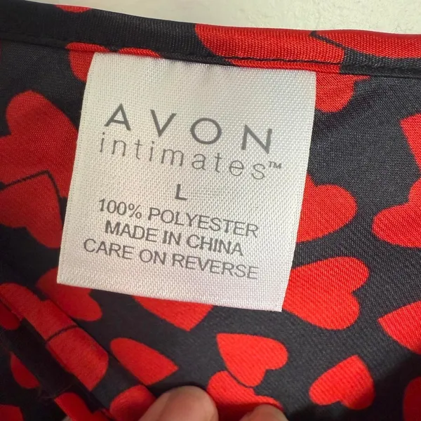 Avon Intimates VTG Red and Black Heart Pattern Camisole Tank Large - Image 3