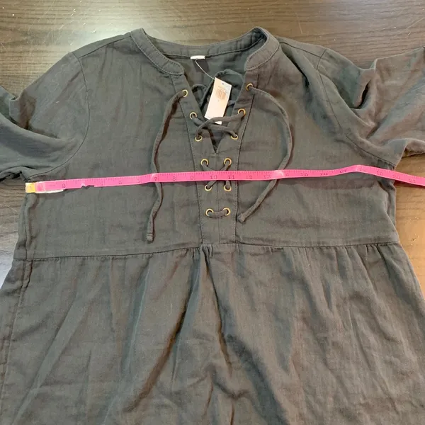 Old Navy Black Lace-Up Peplum Blouse M NWT Boho Cottagecore Festival Top Witchy Soft Goth - Image 5