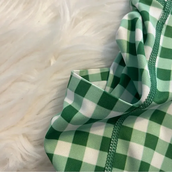 NEW Antonio Melani 5" Bike Shorts High Waisted Size XS Green White Plaid - Image 6