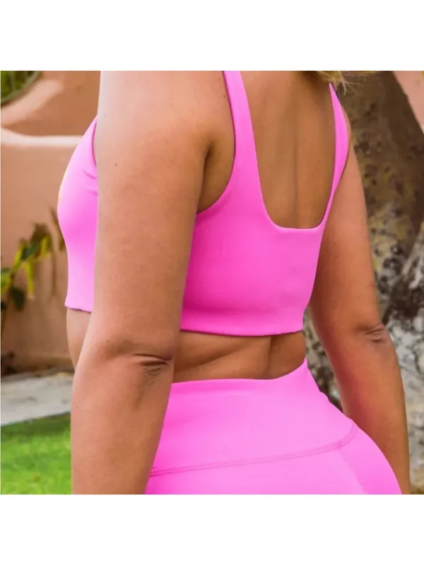 Show Me Your Mumu x Barbie Sports Bra and Shorts Set Hot Pink Sz S - Image 4