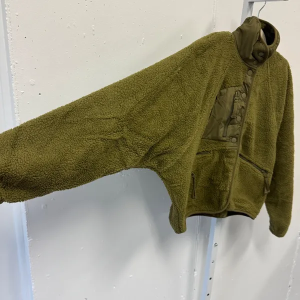 Free People FP Movement Hit The Slopes Fleece Jacket Olive Green XS OB1011351 - Image 5
