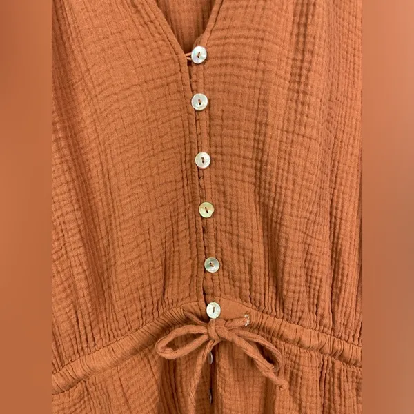 Jacks Surfboards Orange Brown‎ Cotton Gauze Short Sleeve Romper - Image 3