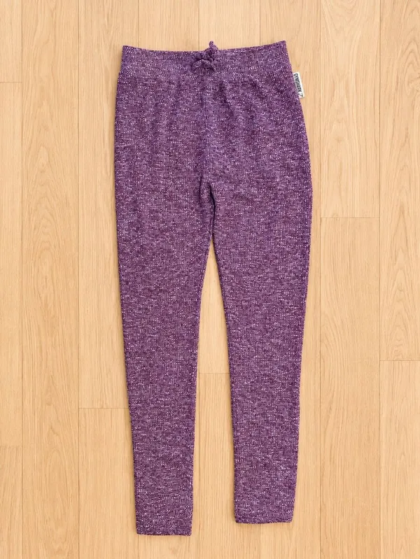 Gymshark Slounge High Rise Leggings Pants Purple White Marled Drawstring Sz M - Image 2