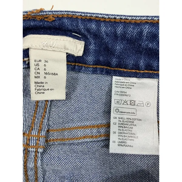 H&M Women’s High Rise Straight Leg Jeans Size‎ 6 Blue Stretch Cropped Denim - Image 4