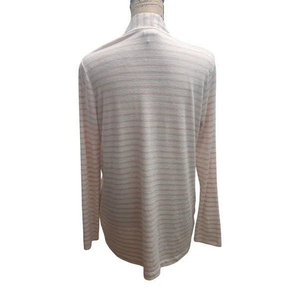 A New Day‎ Womens Striped Open Front Long Sleeve Cardigan Sweater M - Image 2