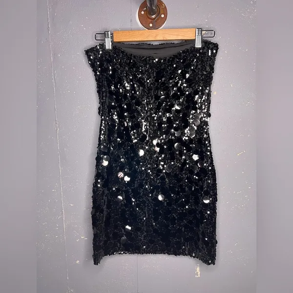 Edikted Samba Sequin Strapless Mini Dress Size Large - Image 6