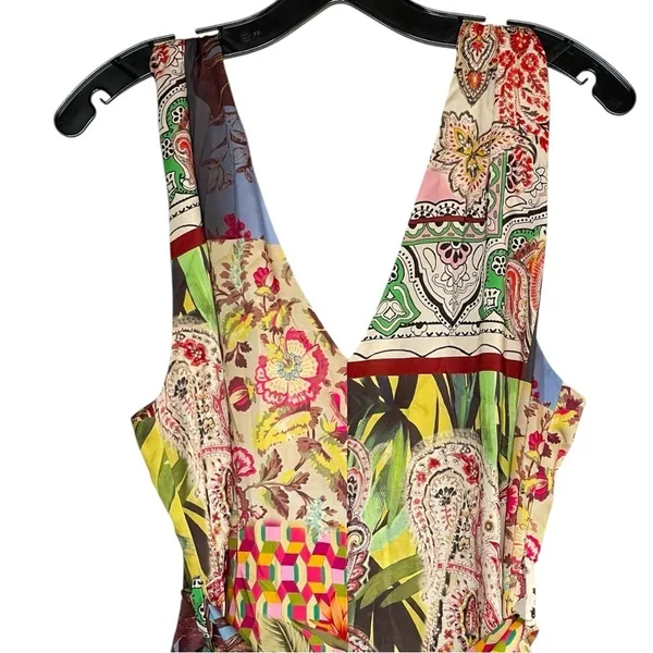 ZARA multicolor JUMPSUIT DRESS WITH presley PRINT Size Medium - Image 7