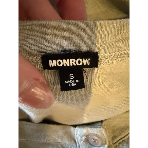 Monrow Tiered Henley Dress Women Small Sage Green Supima‎ Cotton Modal Mini USA - Image 9