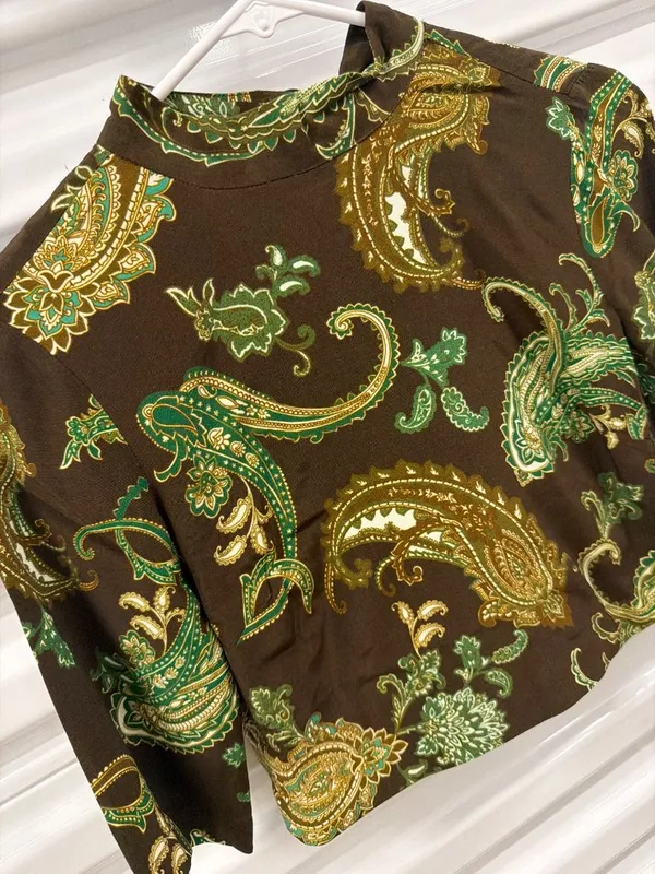 Hemant & Nandita Boxy Top Dark Brown Womens Size XS - Image 6