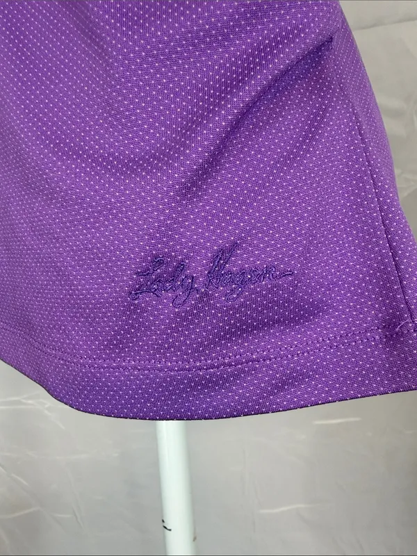Lady Hagen Women's Golf Tank Top With Ruched Side Size Small Purple Polka Dot - Image 5