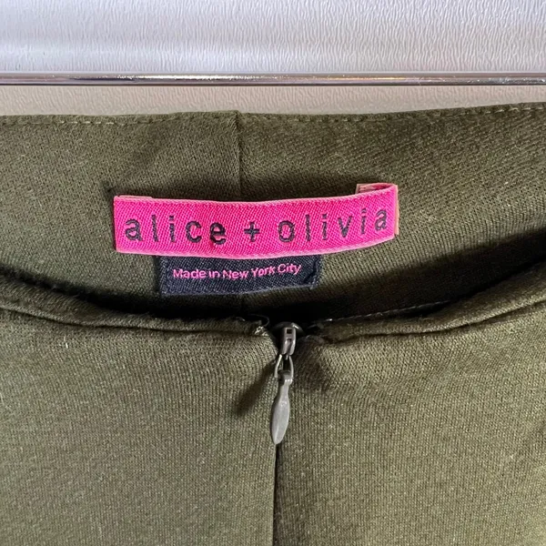 Alice + Olivia Olive Green Sequin Panel‎ Leggings Slim Fit Pants Stretch Green - Image 6