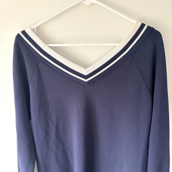 Offline by Aerie ChillUp Mini Dress Crepe Navy Blue White Ribbed Stripes Active - Image 8