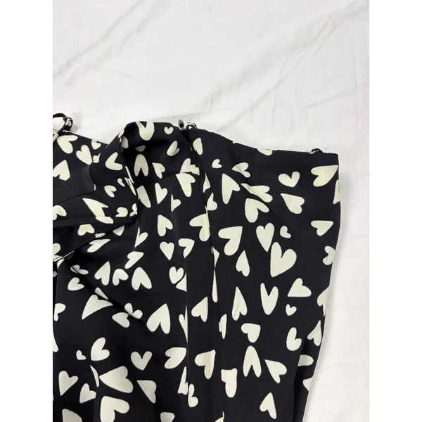 NWT Abercrombie & fitch womens black cream hearts mini dress. silky feel Size MP - Image 7