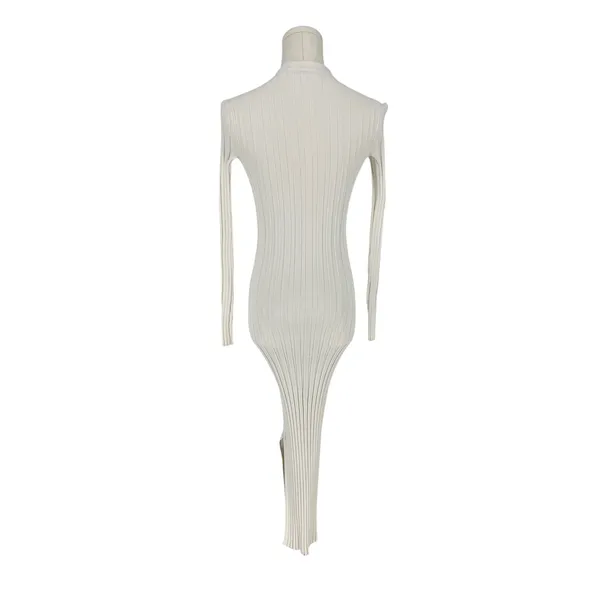 FRAME Ribbed Off White Long Sleeve Midi Sweater Dress Size XXS - Image 13