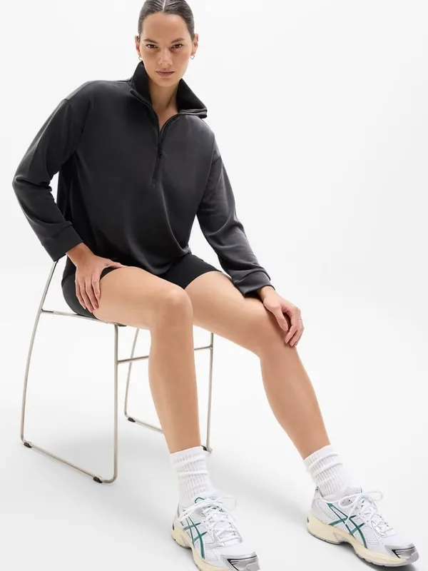 New Athleta XS Seasoft 1/4 Quarter Zip Sweatshirt Black X-Small Regular - Image 4