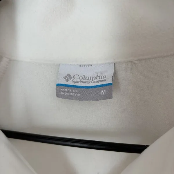 Columbia M White Fleece 1/4 Zip Mock Neck Pullover Sweatshirt Outdoor Camping - Image 2