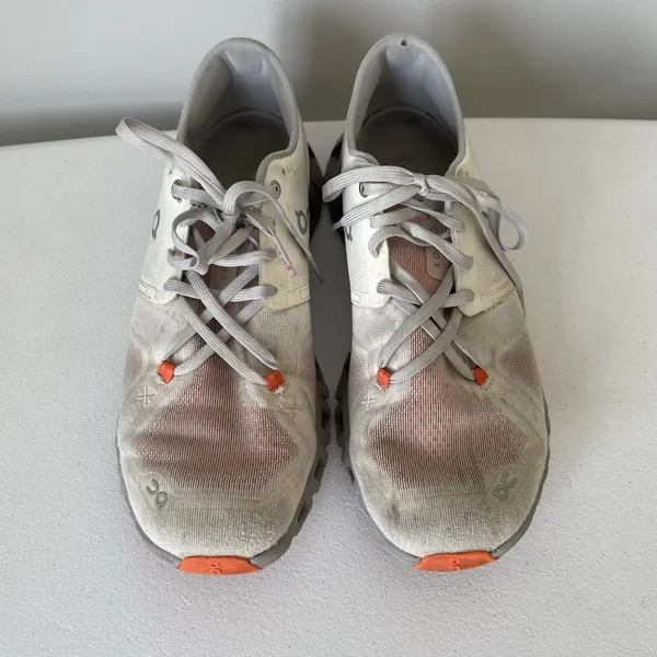 On Cloud X 3 Ivory, Grey, Orange Running Shoes Sneakers Women's Size 10 - Image 8