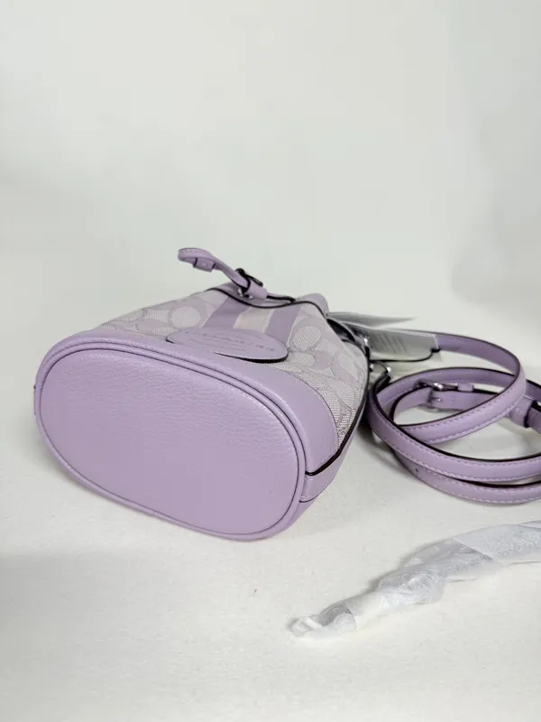 Coach Mini Dempsey Bucket Bag In Signature Jacquard With Stripe And Coach Patch C8322 - Image 5
