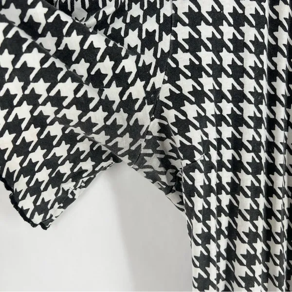 Passion Lilie Houndstooth Cotton Black White Ruffle Hem Mini Wrap Dress Size XL‎ - Image 15